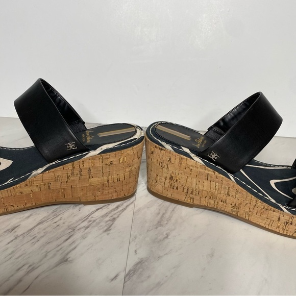 Sam Edelman Alissa Black Leather Wedge Sandal 7 1/2 M - Picture 8 of 14